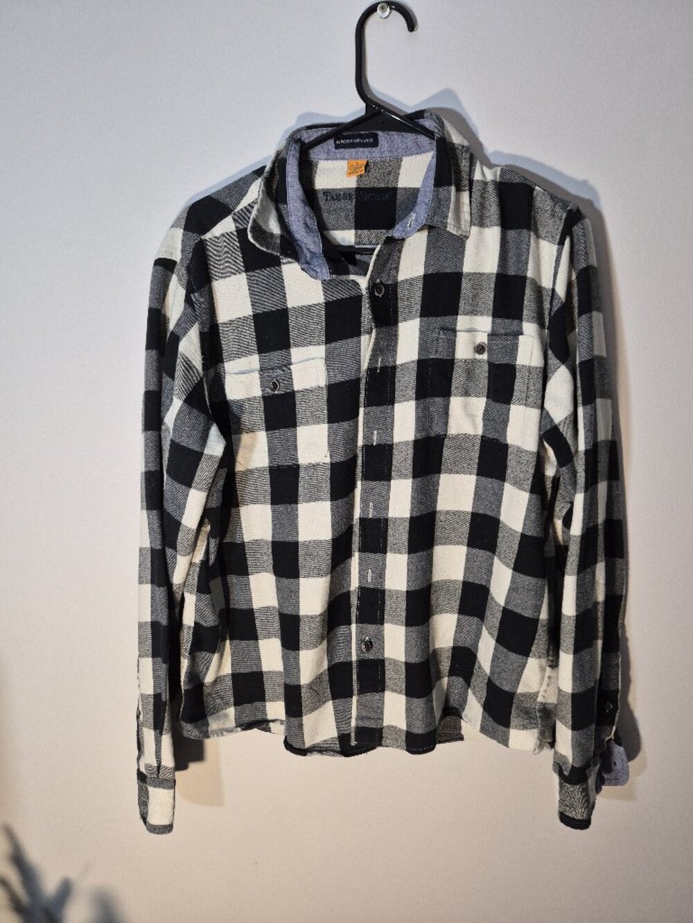 Tailor Vintage Black & White Plaid Flannel Shirt Men's Size Large